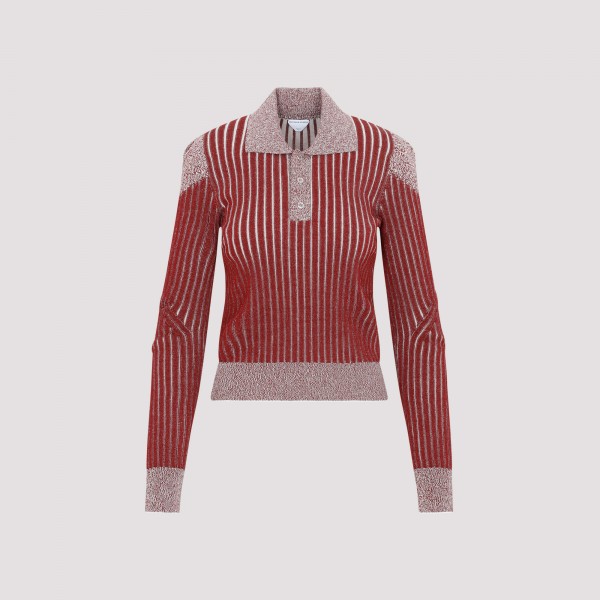 Shop Bottega Veneta Ribbed Cotton Polo Shirt Xs In Merlot Bone