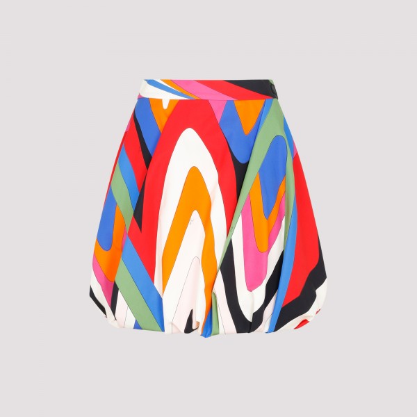 Pucci Poplin Moiré Print Mini Skirt In Multicolor