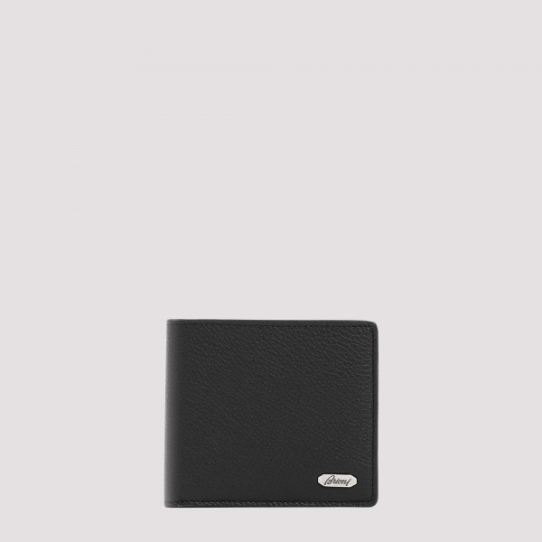 Shop Brioni Leather Wallet Unica In Black Taupe