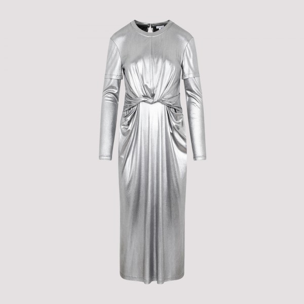 Shop Loewe Draped Dress S In Black Silver