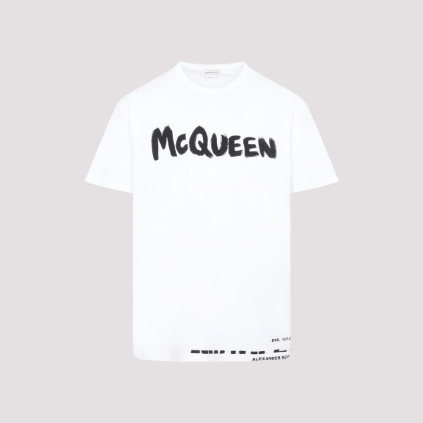 Shop Alexander Mcqueen Graffiti Logo T-shirt Xl In White Mix