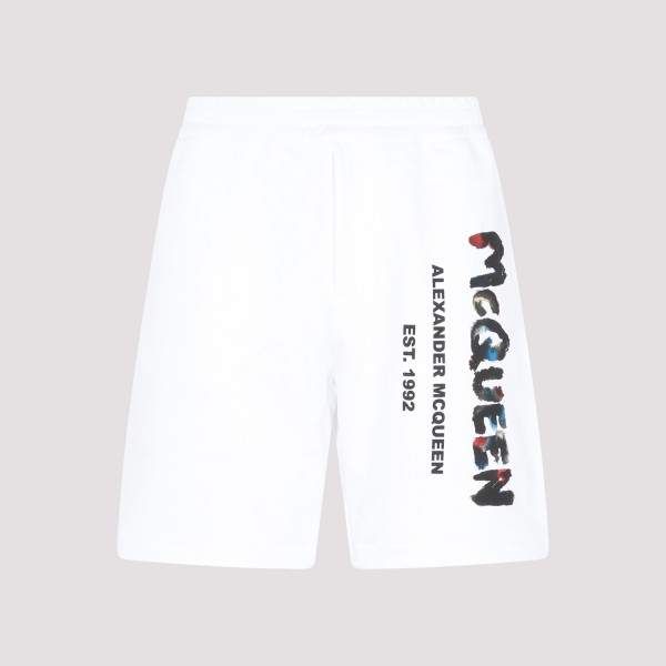 Shop Alexander Mcqueen Cotton Shorts S In White Mix