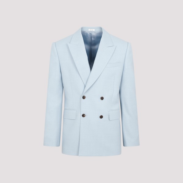 Shop Alexander Mcqueen Neat Shoulder Jacket 50 In Pale Blue
