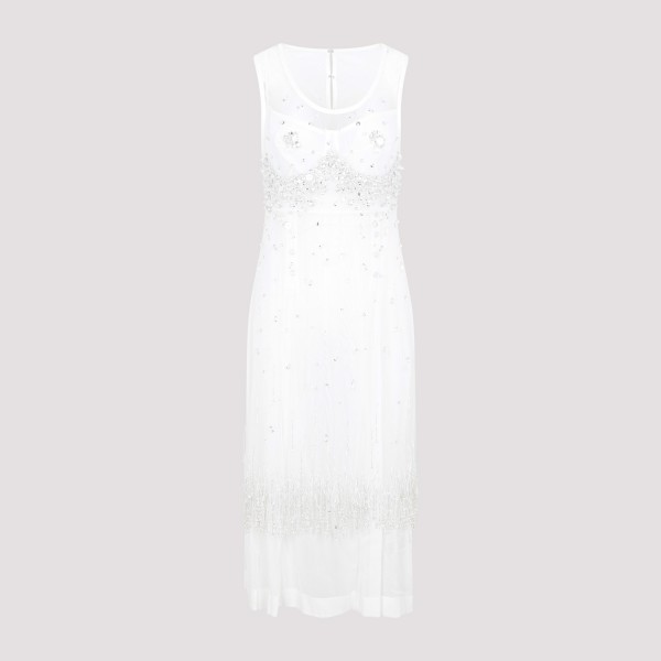 Shop Bottega Veneta Crystal Dress 40 In Optic White Crystal