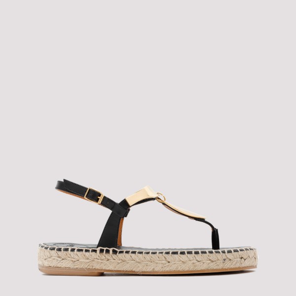 Shop Chloé Pema Flat Sandals 37 In Zy Black Gold