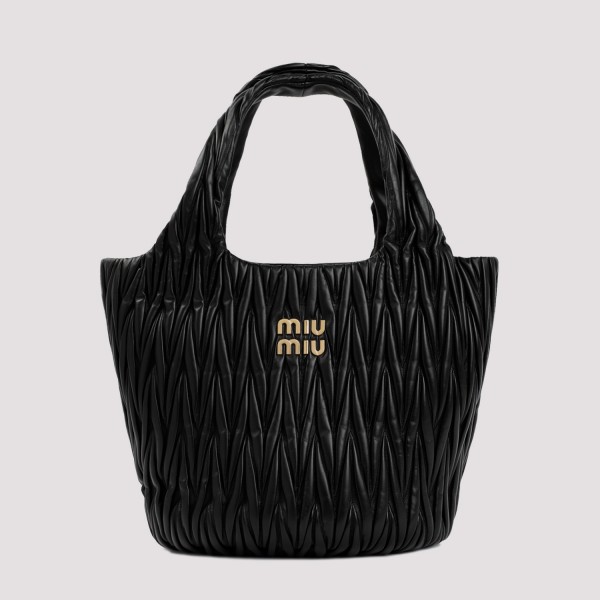 Miu Miu Leather Shopping Bag In F Nero