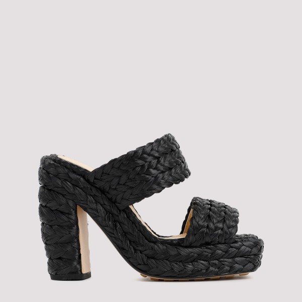 Shop Bottega Veneta Raffia Sandals 37+ In Black