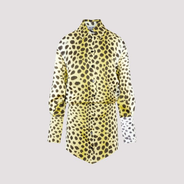 THE ATTICO Printed Button Up Top in Yellow