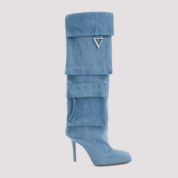 Shop Attico The  Sienna Tube Boot 36 In Denim Washed