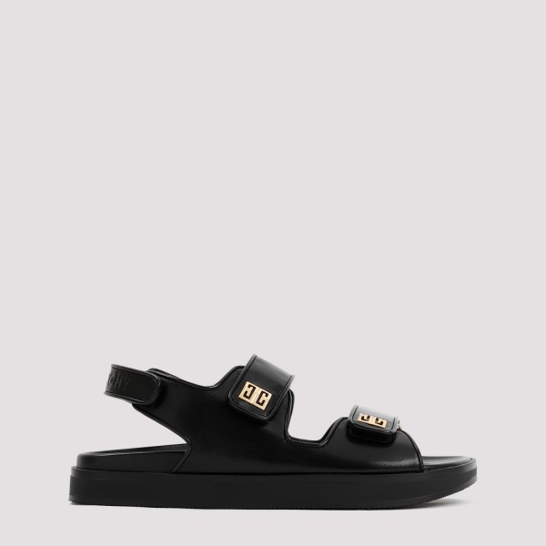 Shop Givenchy Leather 4g Strap Flat Sandals 38 In Black