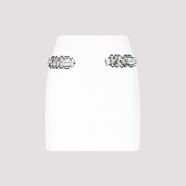 Shop Lanvin Embroidered Short Skirt Xs In Milk