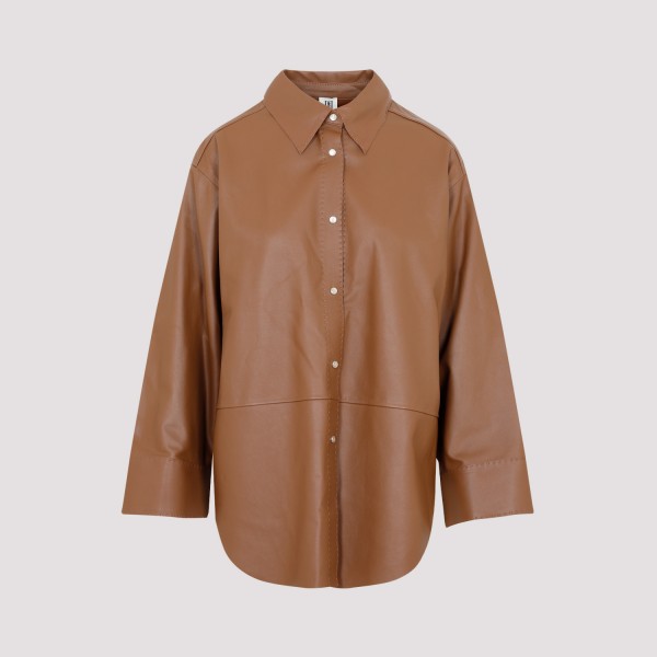 Shop By Malene Birger Barissa Leather Shirt 34 In Df Bison