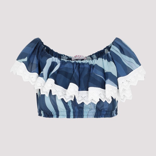 Shop Pucci Cotton Top 42 In Indaco