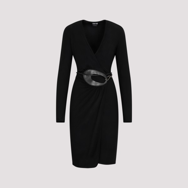 Shop Tom Ford Jersey Wrap Midi Dress 40 In Lb Black