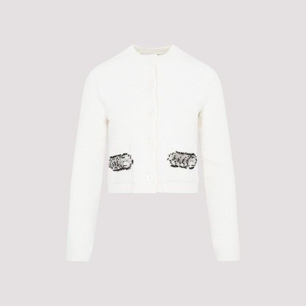 Shop Lanvin Embroidered Cropped Cardigan Xs In Milk