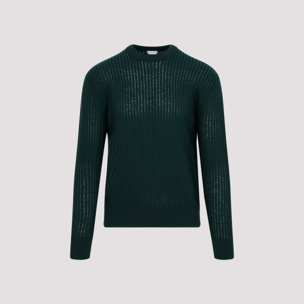 Shop Bottega Veneta Light Wool Sweater L In Pine Green
