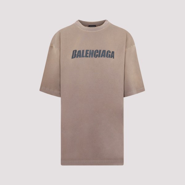 Shop Balenciaga Boxy T-shirt Xs In Taupe Black