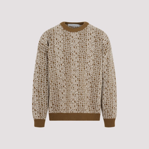 Shop Golden Goose Journey M`s Boxy Knit Crewneck L In Tapenade Lamb`s Wool