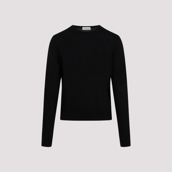 Shop Lanvin Merino Wool Crew Neck Sweater Xl In Black