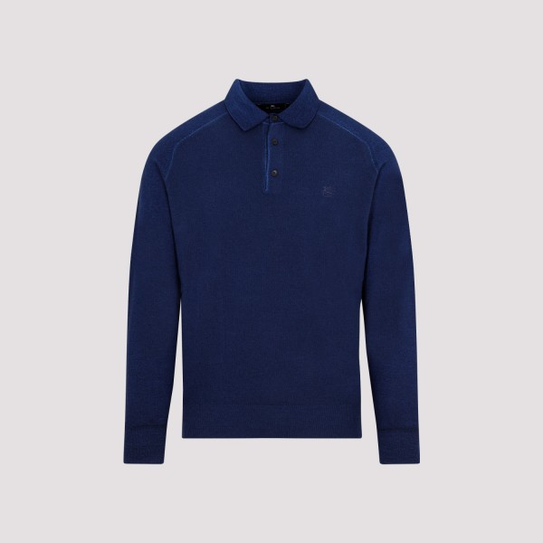 Shop Etro Wool Classic Polo M In Blu