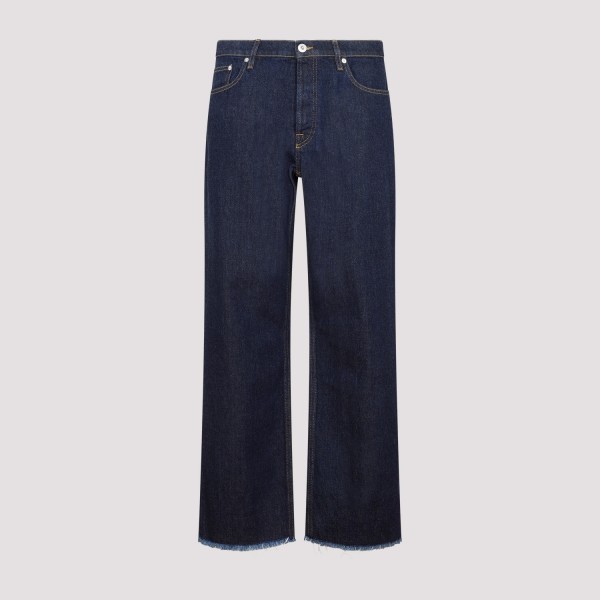 Shop Lanvin 5 Pockets Tailored Denim Trousers 31 In Navy Blue