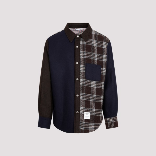 Shop Thom Browne Snap Front Shirt Jacket In Funmix 4 In Dark Brown