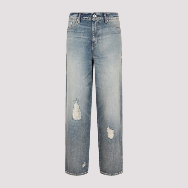 Shop Kenzo Dirty Blue Carrot Fit Jeans 25 In Dy Stone Blue