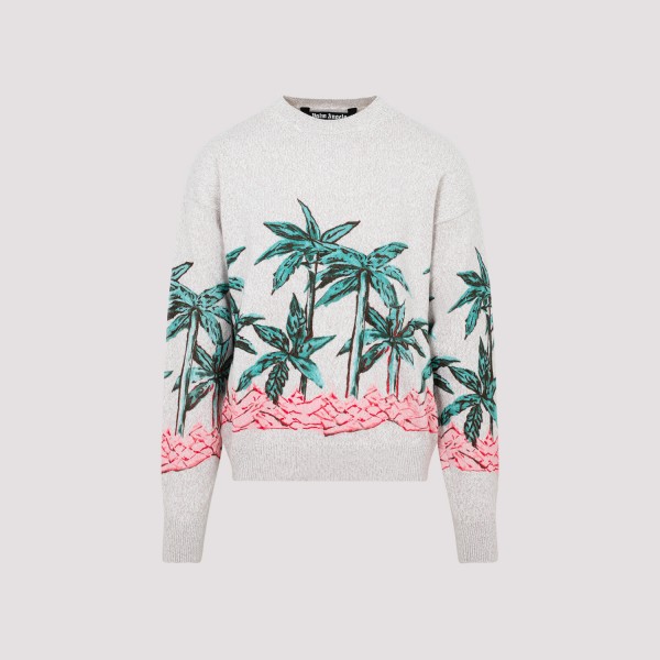 Shop Palm Angels Row Printed Sweater L In Butter Green
