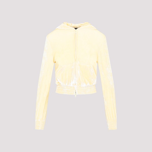 Shop Balenciaga Fitted Zip-up Hoodie Xs In Cream