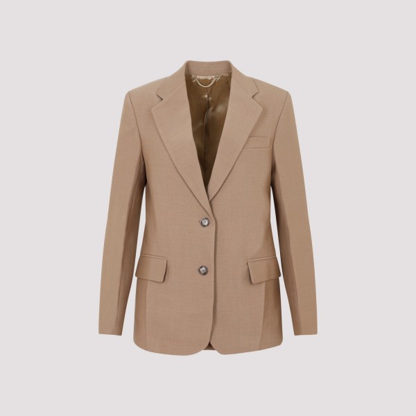 Shop Victoria Beckham Asymetric Double Layer Jacket 8 In Fawn