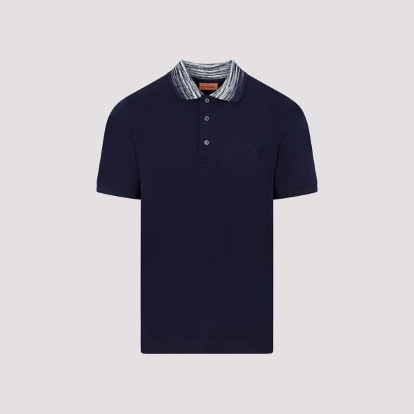Shop Missoni Cotton Polo T-shirt S In Swr Navy