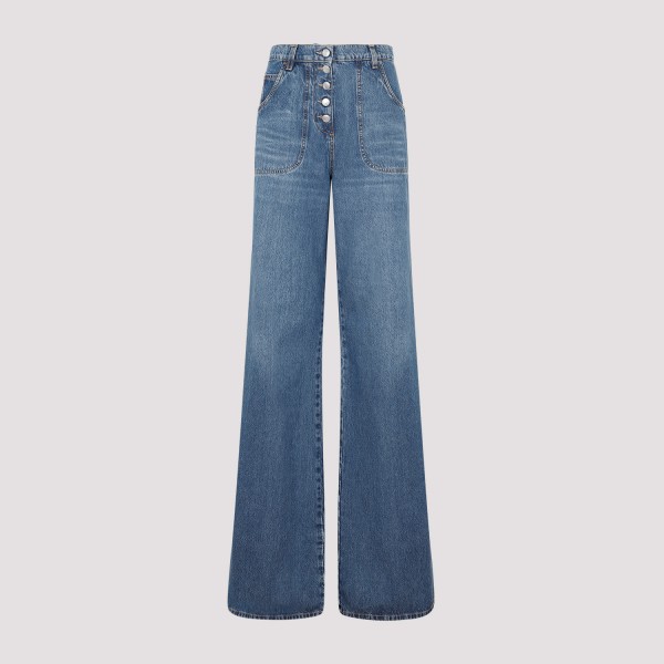 Shop Etro Wide Leg Denim Jeans 26 In Blue