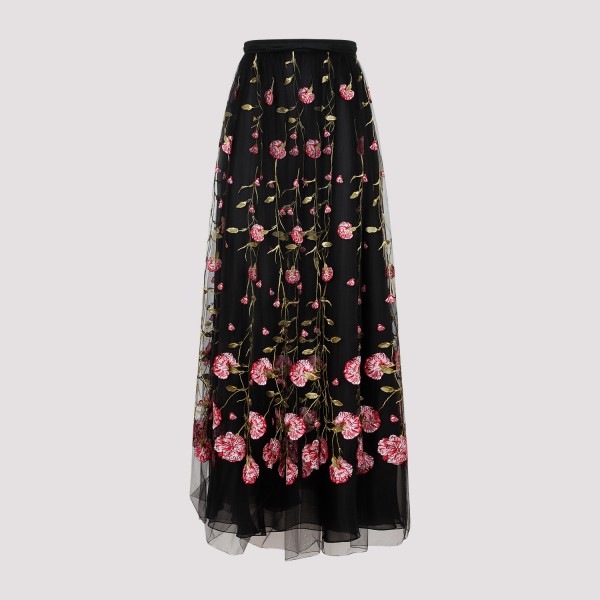 Shop Giambattista Valli Polyester Midi Skirt 40 In M Black Rose