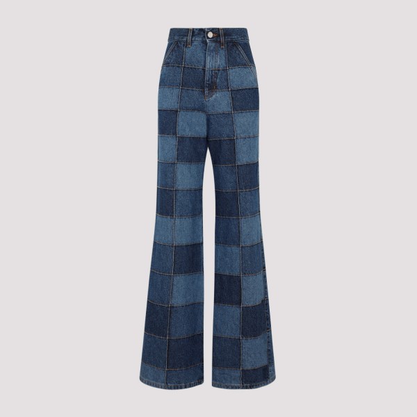 Shop Chloé Denim Flared Pants 34 In Za Multicolor Blue