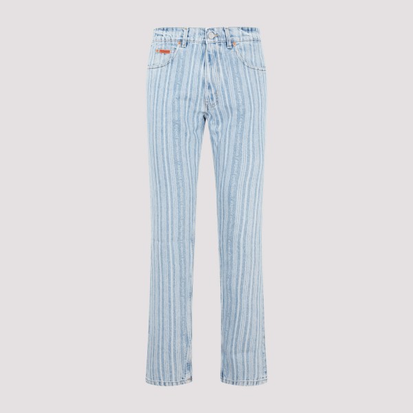 Shop Martine Rose Straight Leg Jeans S In Blue Pinstripe
