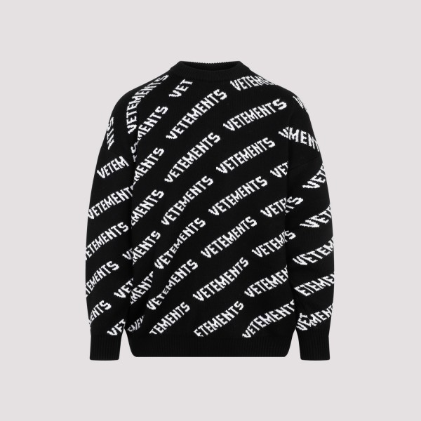 Shop Vetements Monogram Sweater In Black White