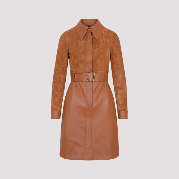 Shop Akris Vicuna Leather Short Dress 40
