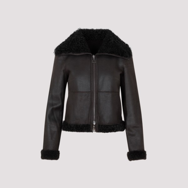 Shop Akris Lamb Leather Jacket 38 In Mocca