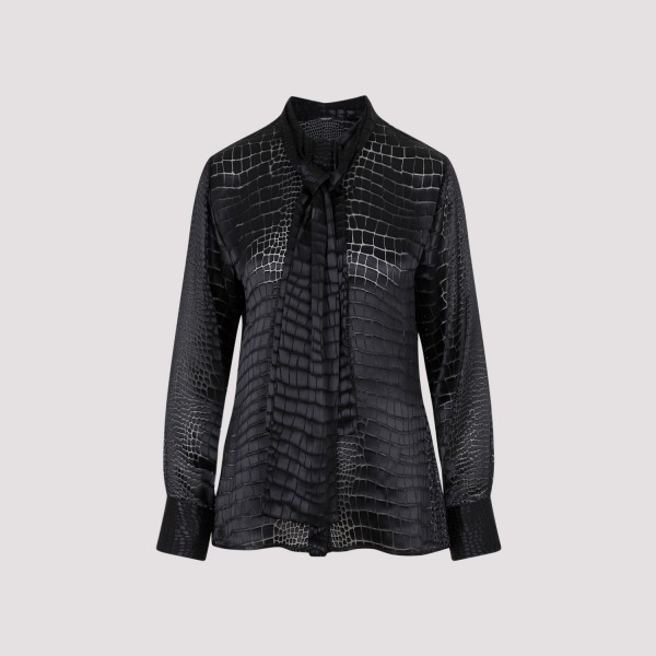 Shop Versace Crocodile Devorè Shirt 40 In B Black