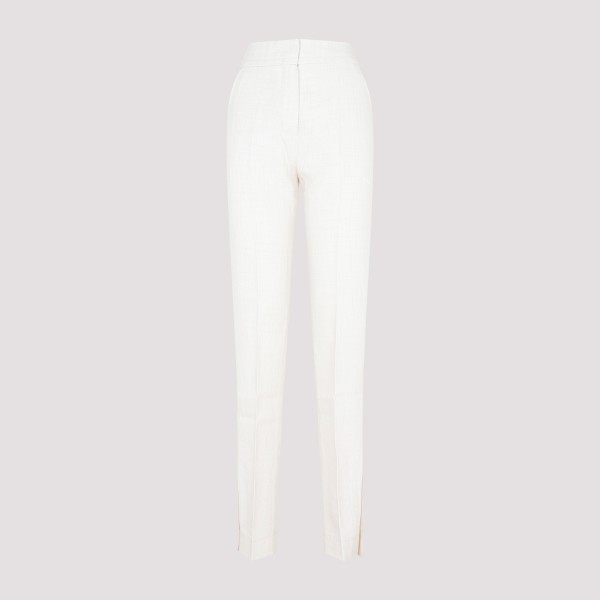 Shop Jacquemus Tibau Pants 34 In Off White