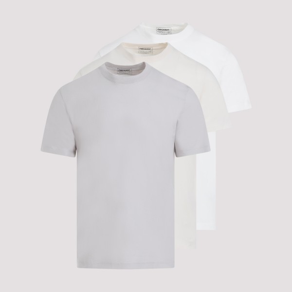 Shop Maison Margiela Cotton T-shirt Set S In Grey White Cream
