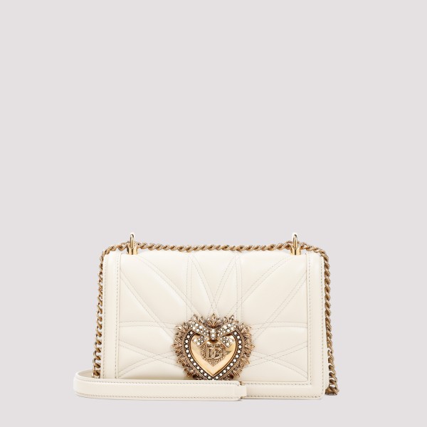 Shop Dolce & Gabbana Leather Devotion Shoulder Bag Unica In H Burro