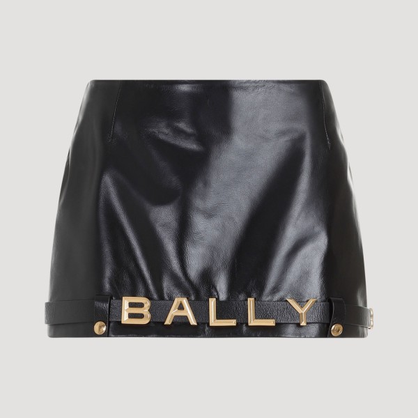 Shop Bally Logo Leather Skirt 38 In U Black