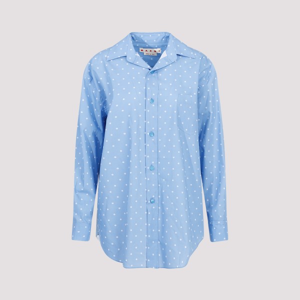 Shop Marni Cotton Shirt 42 In Jqb Iris Blue