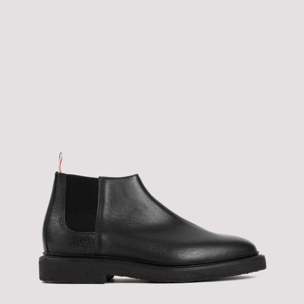 Shop Thom Browne Leather Mid Top Chelsea Boots 9+ In Black