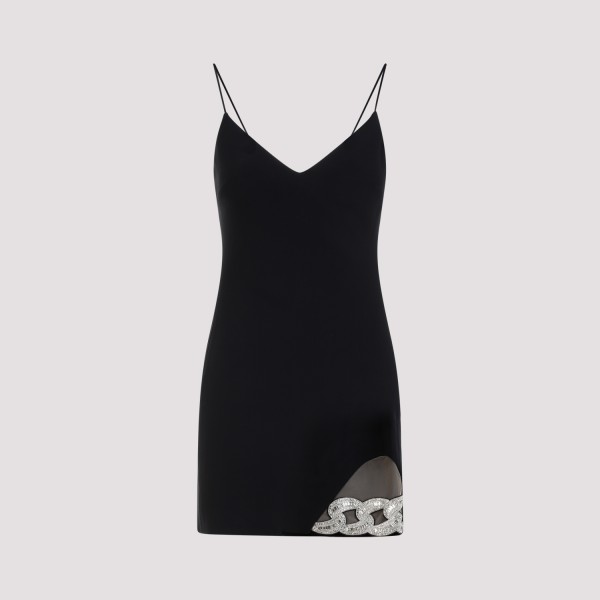 Shop David Koma Cami Mini Dress 6 In Black Silver