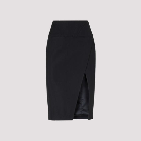 Shop Mugler Viscose Midi Skirt 34 In Black