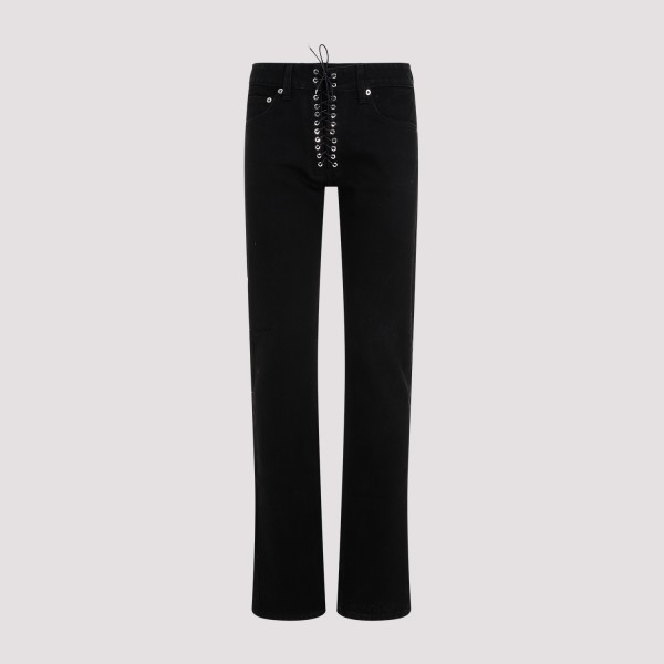Shop Ludovic De Saint Sernin Lace Up Slim Jeans 26 In Black