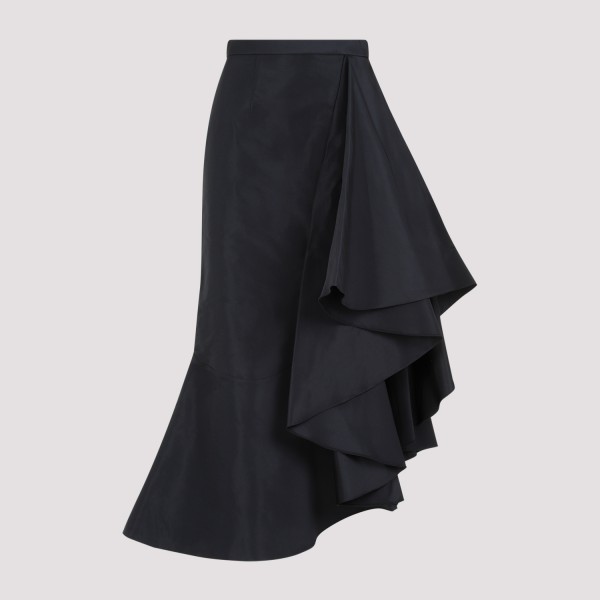 Alexander Mcqueen Polyester Midi Skirt 40 In Black