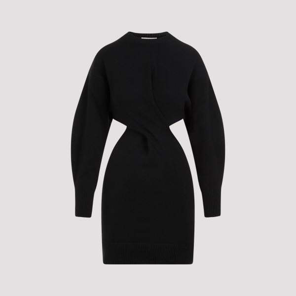 Shop Alexander Mcqueen Wool Mini Dress Xs In Black